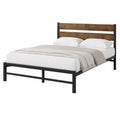 Letto matrimoniale struttura in metallo nero con testiera in legno design moderno senza materasso