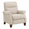 Poltrona imbottita in tessuto poliestere beige con struttura in legno massello gambe in legno marrone 75 x 80 x 85 cm