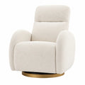 Poltrona girevole 80 x 75 x 78 cm in tessuto bouclé beige con base in metallo dorato struttura imbottita e braccioli integrati