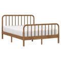 Letto matrimoniale rettangolare in legno massello di pino marrone naturale con testiera a fusi 160 x 200 cm