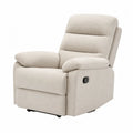 Poltrona reclinabile manuale in tessuto poliestere beige con leva laterale e poggiapiedi 85 x 90 x 100 cm