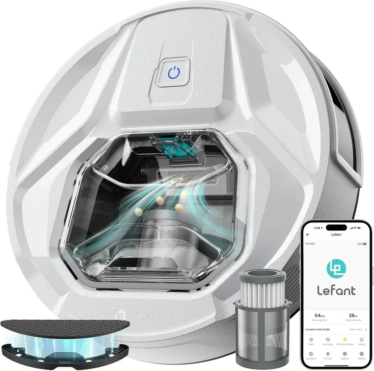 Robot aspirapolvere Lefant M320, 6000Pa, navigazione avanzata, serbatoio 800ml, autonomia 210 minuti, controllo Wi-Fi/app, perfetto per peli di animali e tappeti