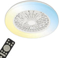 Ventilatore da Soffitto LED Dimmerabile con Telecomando, 5 Velocità, per Soggiorno e Camera da Letto, Bianco, 48,5x14,5 cm
