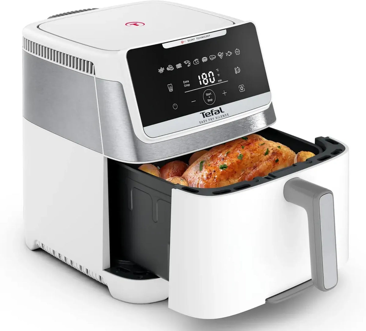Friggitrice ad Aria Silenziosa Tefal 7L con 10 Programmi Automatici, Facile da Pulire, Ideale per 8 Persone, Bianco
