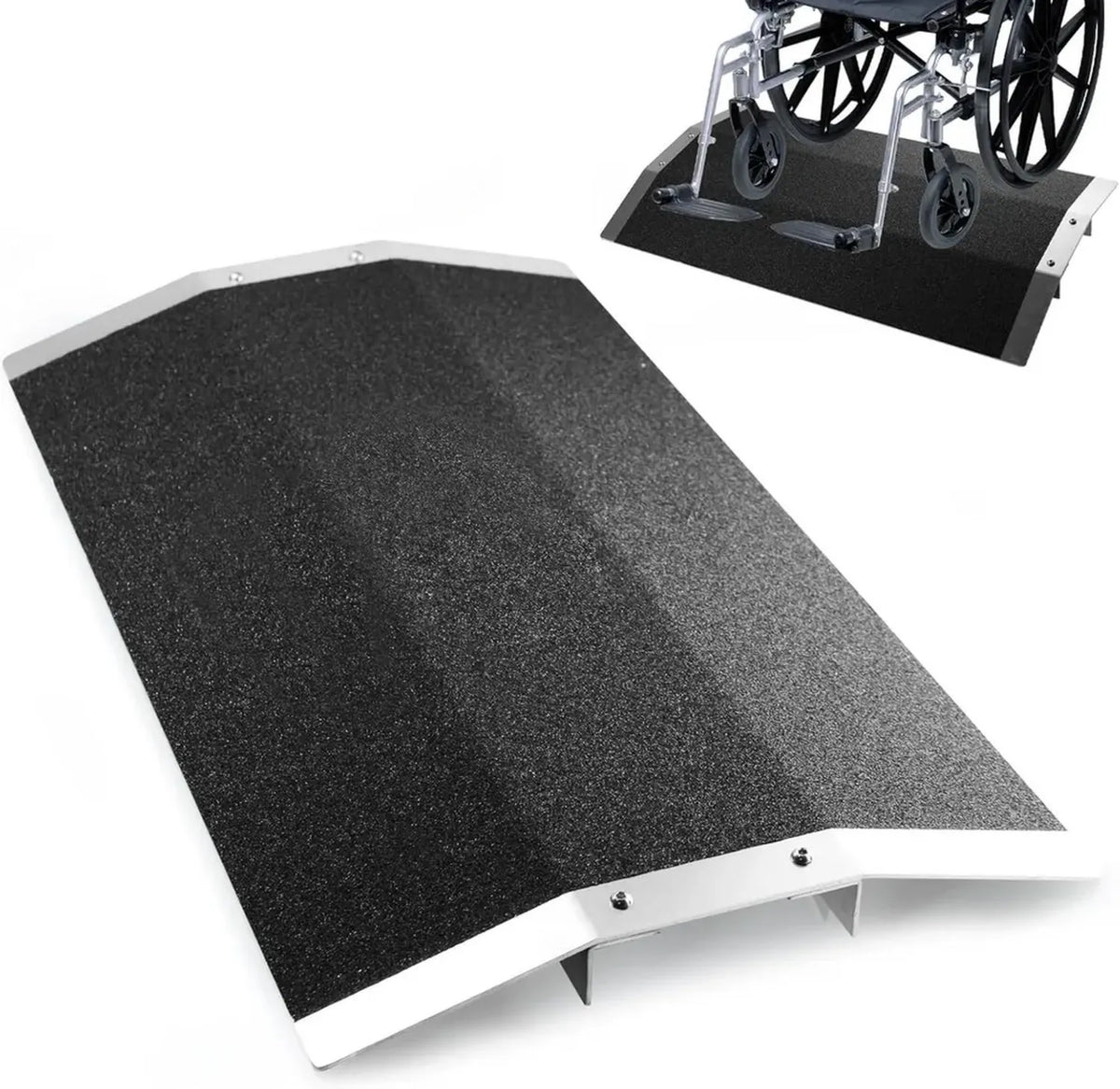Rampa in alluminio per sedie a rotelle, superfice antiscivolo, capacità 300kg, dimensioni 80x40cm