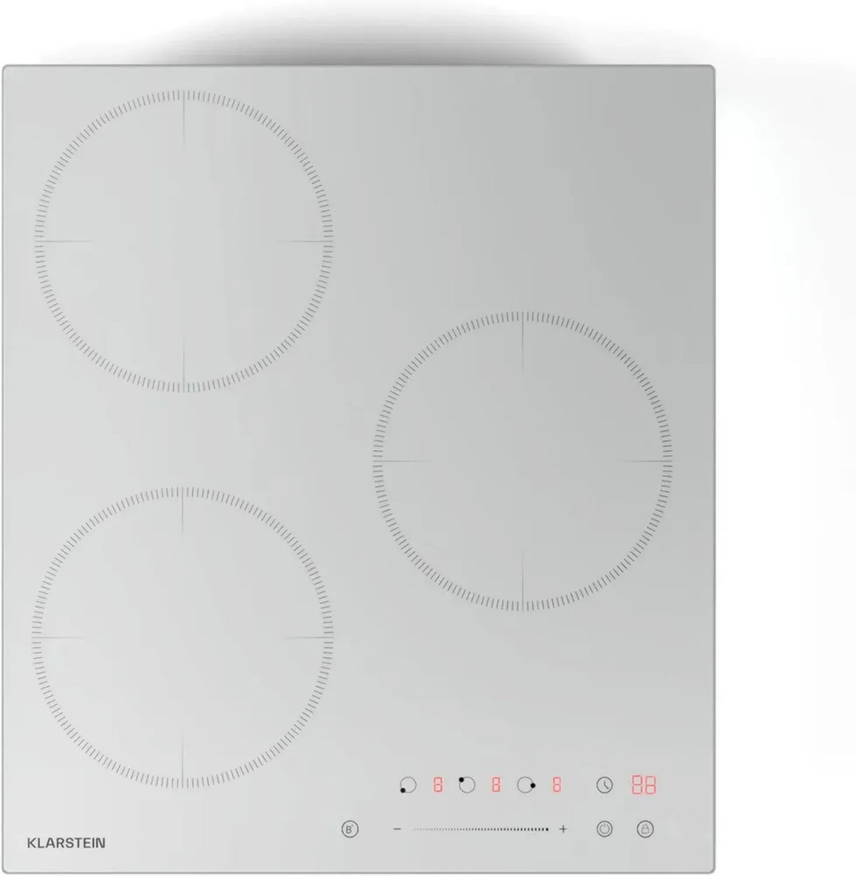 KLARSTEIN Piano Cottura a Induzione 3 Zone, 6600W con Booster, Controllo Touch, Timer e Sicurezza Bambini, Vetroceramica Bianca, 45cm Design Compatto