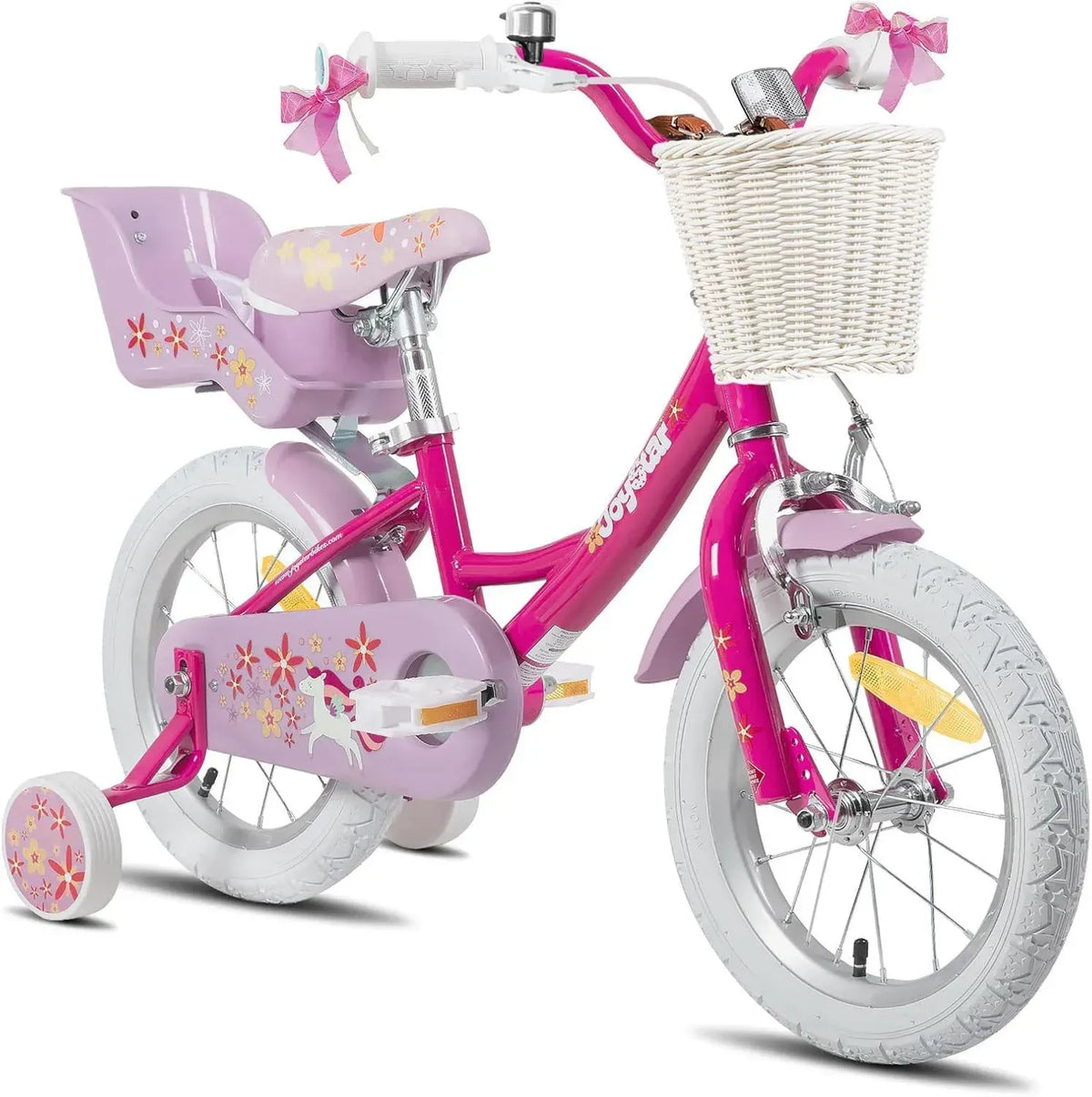 Bicicletta JOYSTAR Unicorn per Bambine, Disponibile in 12/14/16/18 Pollici, con Seggiolino, Ruote Stabili e Cestino, Età 2-9 Anni