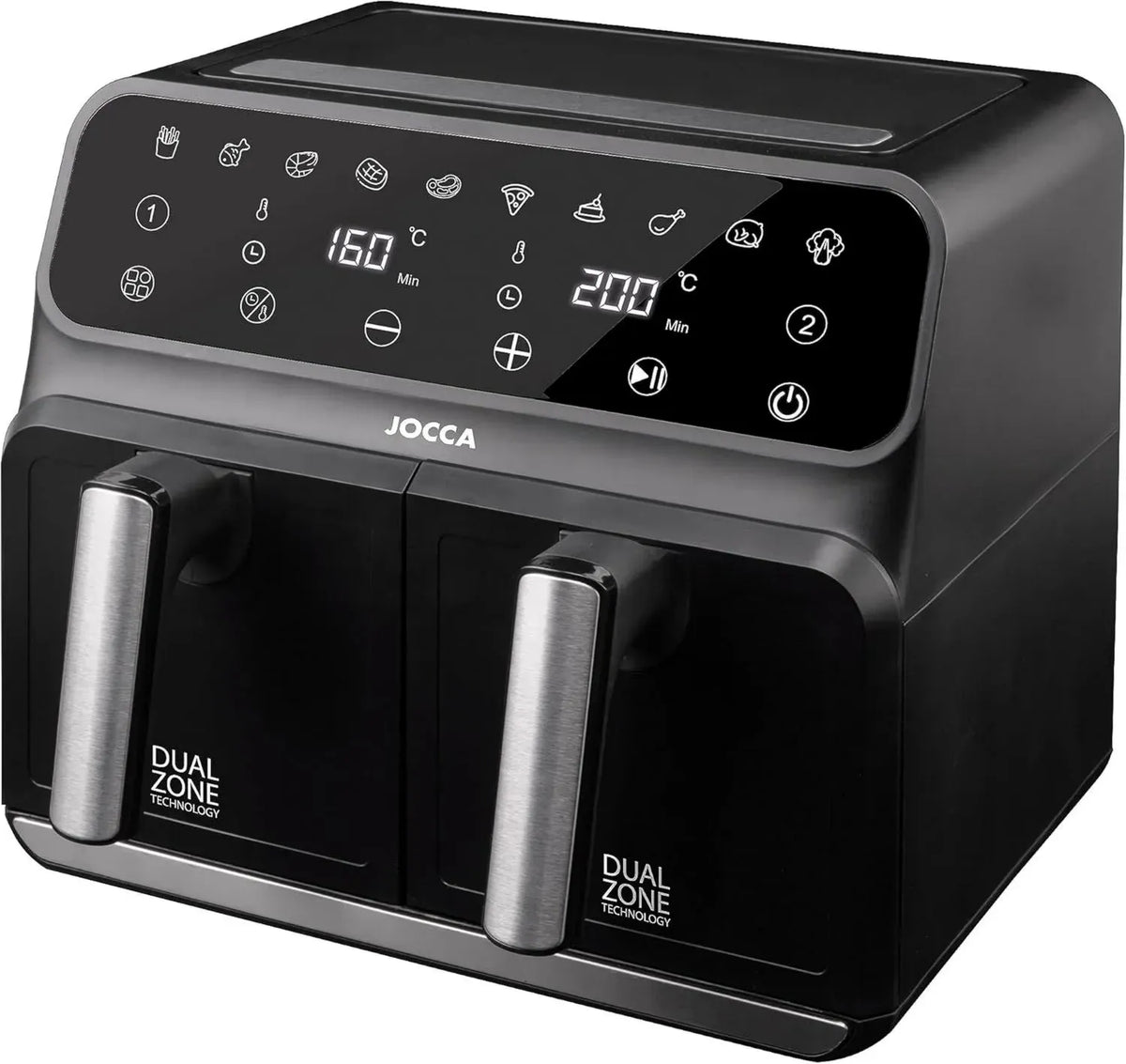 Friggitrice Digitale ad Aria 8L con Doppia Vasca, Antiaderente, 1700W, Nero