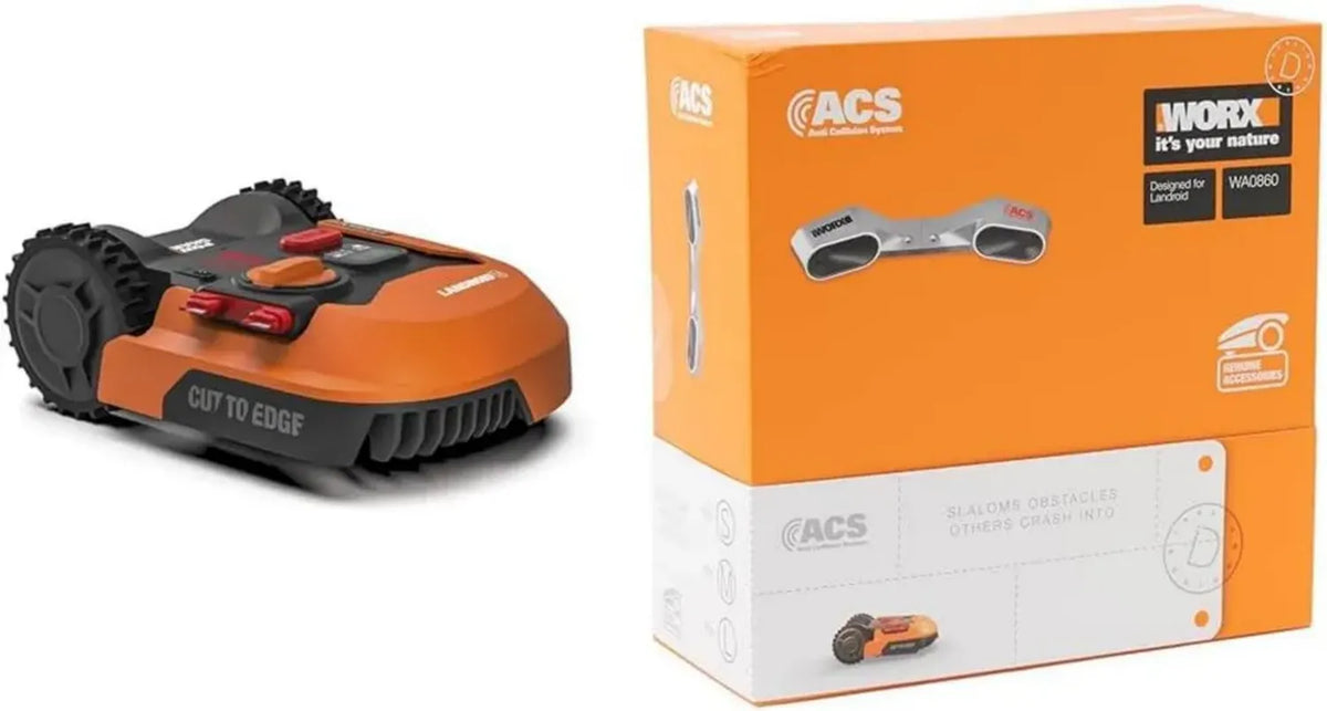 Robot Tagliaerba WORX Landroid M700 con Batteria 700Mq, Wifi, Base Nascondibile, Ricarica Laterale, Taglio Bordo & Sensore Collisione ACS, Argento