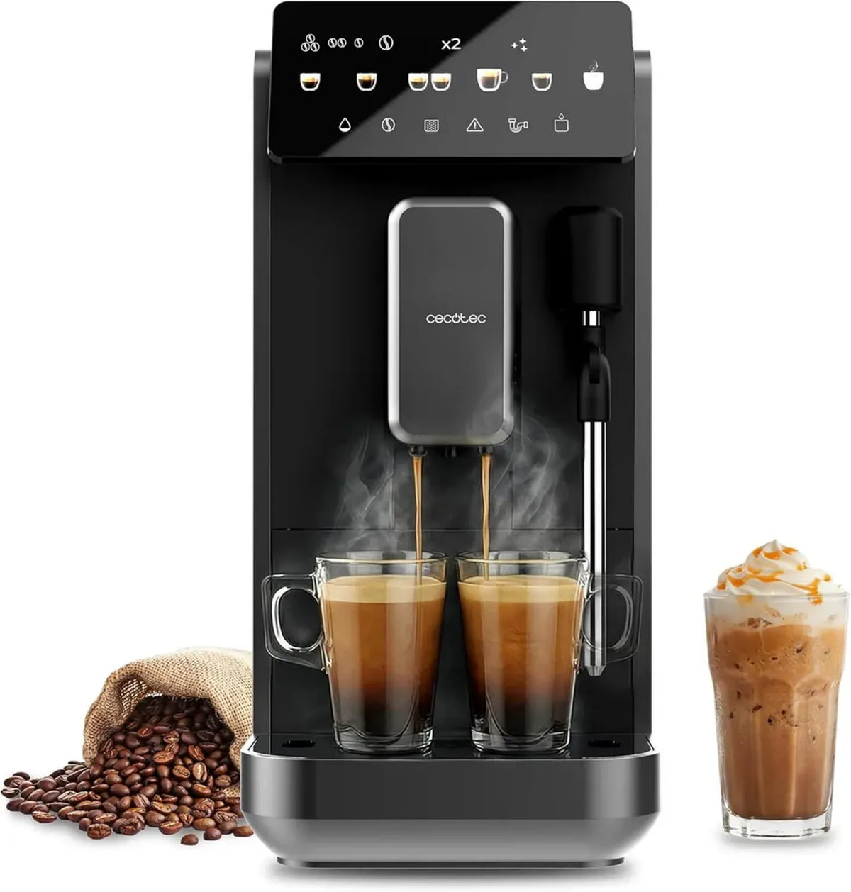 Cecotec Macchina Caffè Automatica, 19 Bar, 5 Bevande, Vaporizzatore, 2L Serbatoio