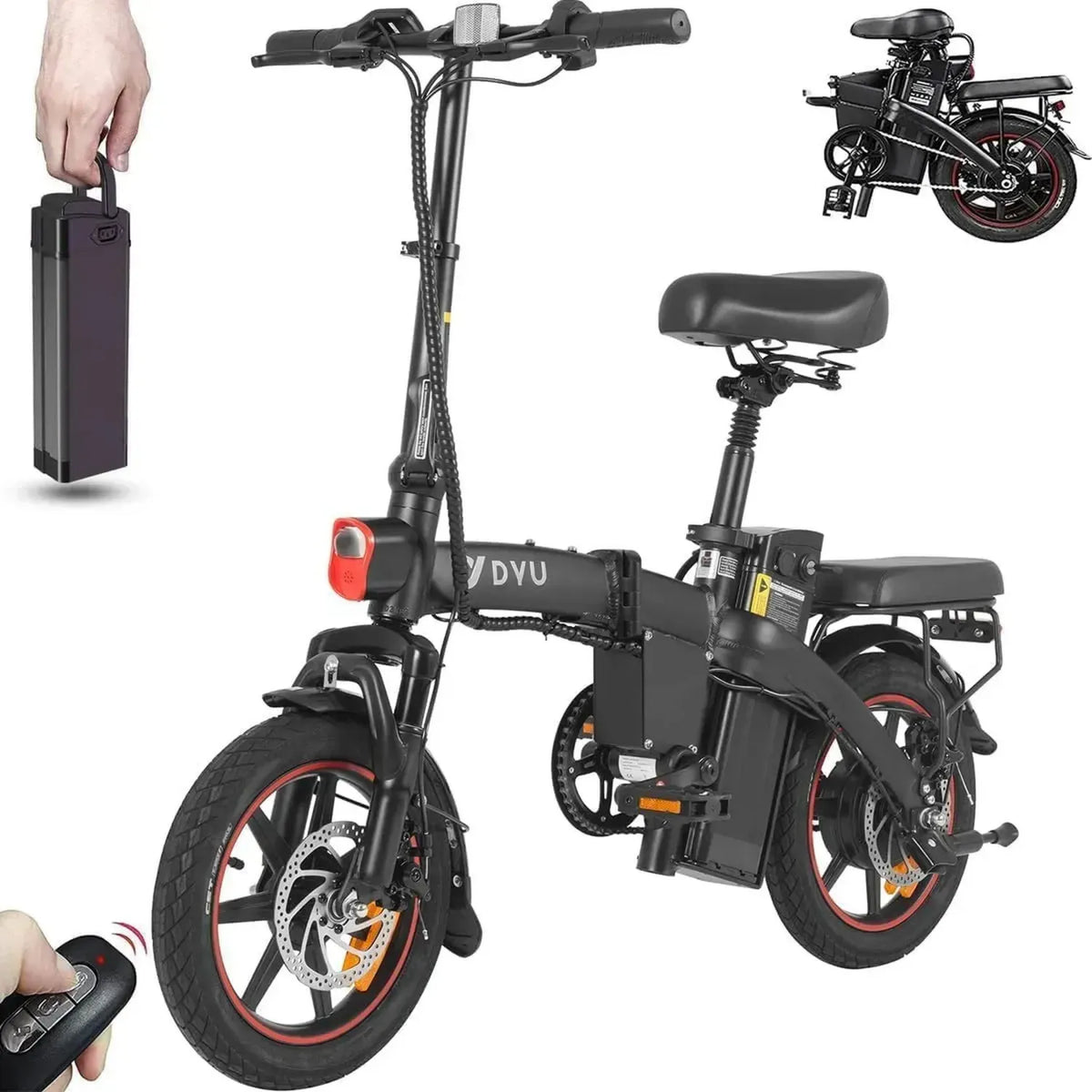 Bicicletta Elettrica Pieghevole DYU 14' con Batteria Rimovibile 48V