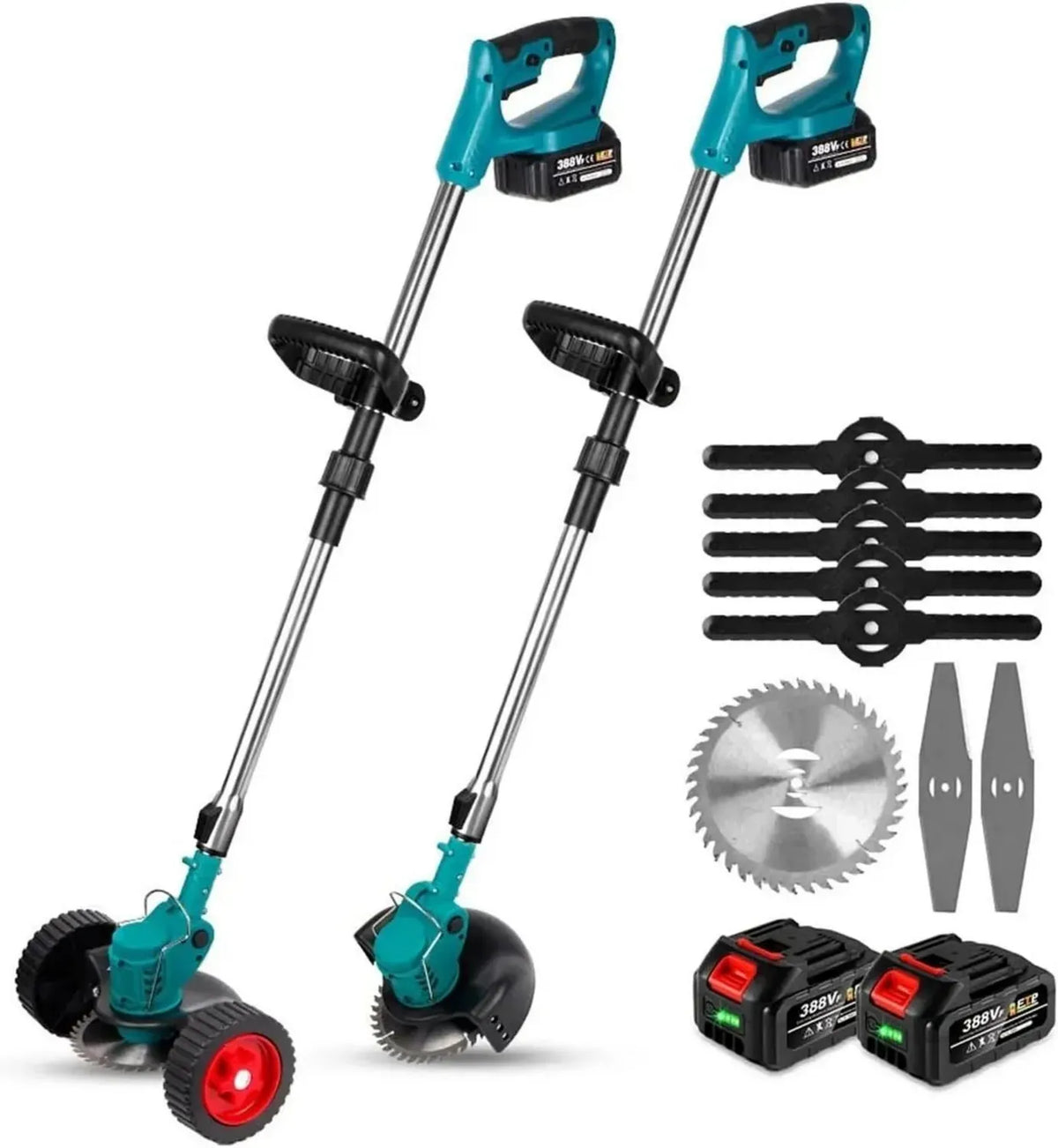 Rasaerba Elettrico Pieghevole con Batteria al Litio e Accessori per Giardinaggio