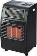Stufa a Gas GPL 4200W Catalitica con Infrarossi e Turbo Ventilato, Sicurezza ODS & FFD, Antiribaltamento, per Ambienti Fino a 80 m², 3 Livelli di Potenza, Ruote, Nero Opaco