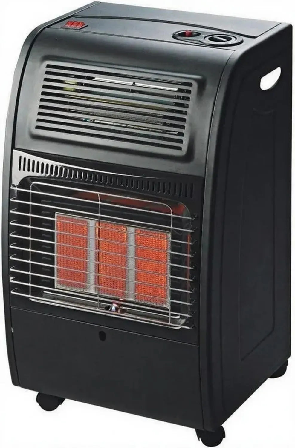 Stufa a Gas GPL 4200W Catalitica con Infrarossi e Turbo Ventilato, Sicurezza ODS & FFD, Antiribaltamento, per Ambienti Fino a 80 m², 3 Livelli di Potenza, Ruote, Nero Opaco