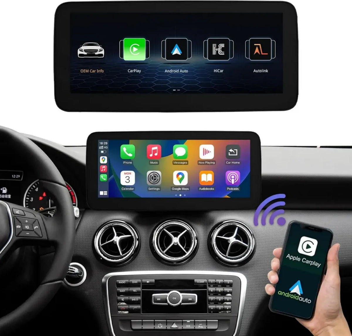 Autoradio 10,25'' con CarPlay e Android Auto per Mercedes Benz A Classe 2013-2015