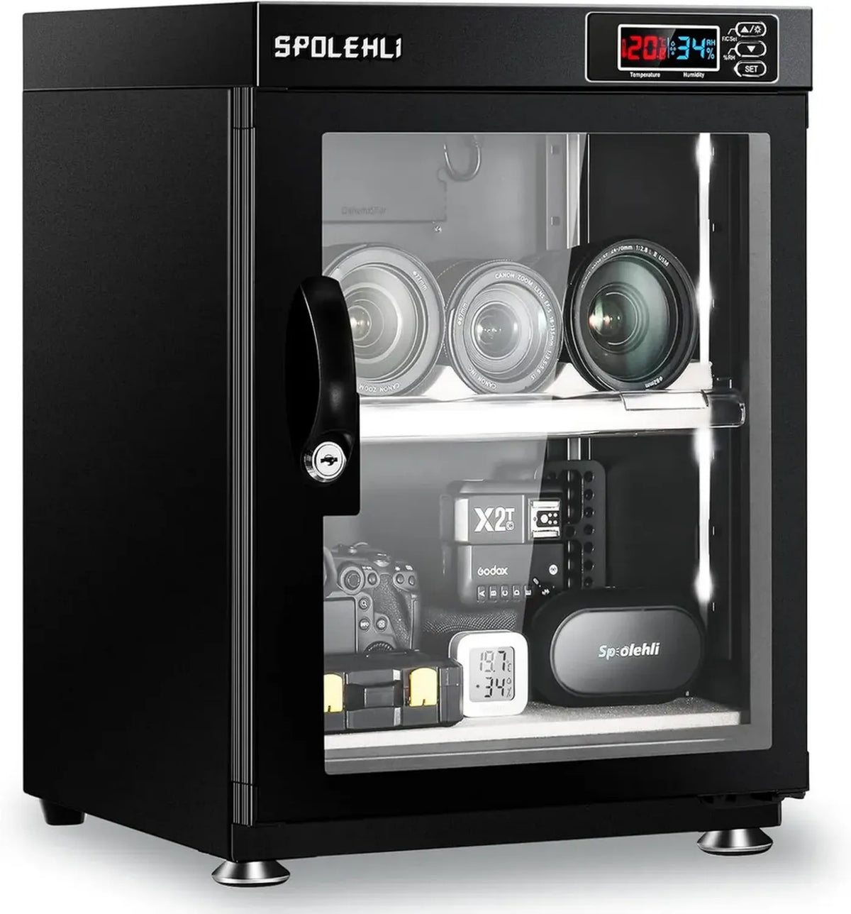 Armadio Deumidificante 35L con Luci LED per Fotocamere e Lenti