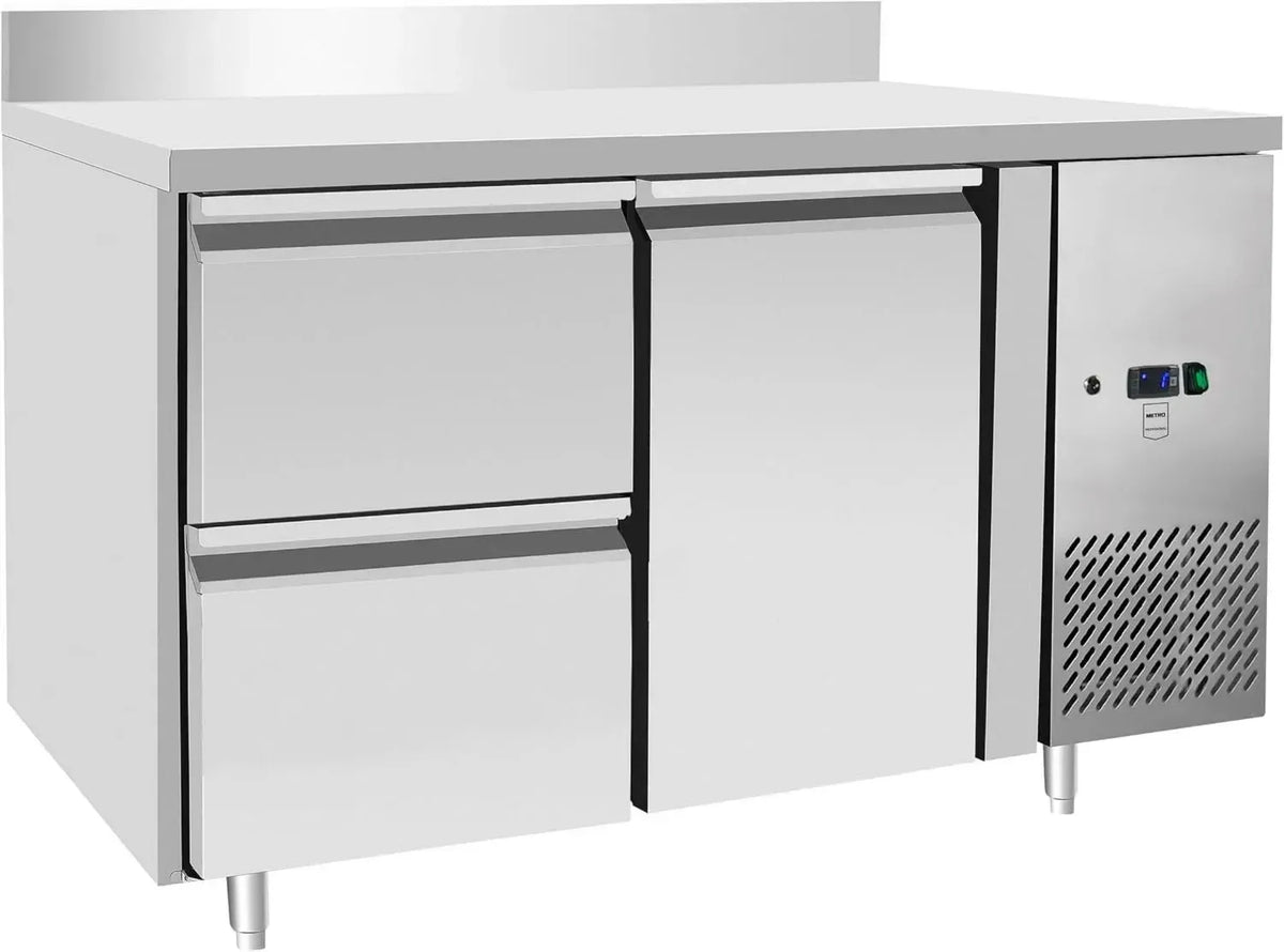 METRO Professional Tavolo Refrigerato in Acciaio Inox 136x70x85 cm, 135L, Raffreddamento ad Aria, Argento