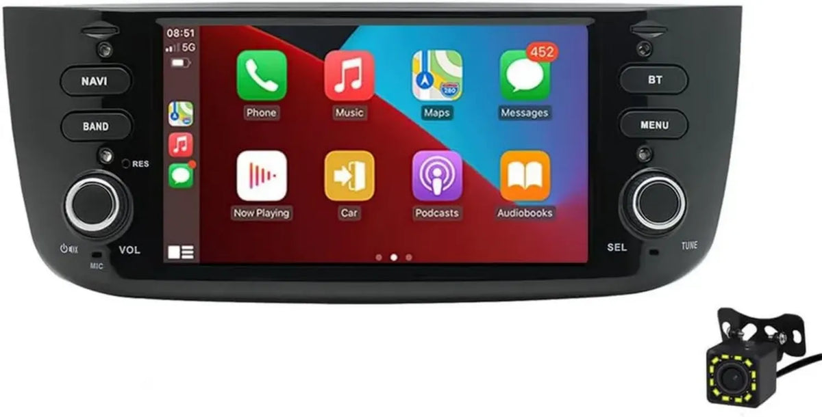 Sistema multimediale Android 11 per Fiat 500 2016-2019, 7'' Touchscreen 2 DIN con CarPlay Wireless, Android Auto, Bluetooth, FM, WiFi, GPS, Mirror Link