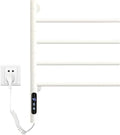 Asciugasalviette Elettrico Intelligente WiFi con Termostato e Timer, Rotazione 180° per Bagno, Bianco, 4 Barre