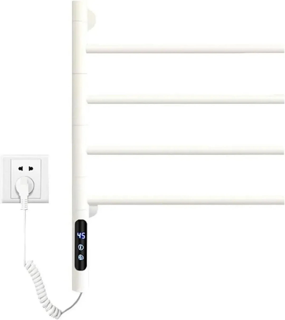 Asciugasalviette Elettrico Intelligente WiFi con Termostato e Timer, Rotazione 180° per Bagno, Bianco, 4 Barre