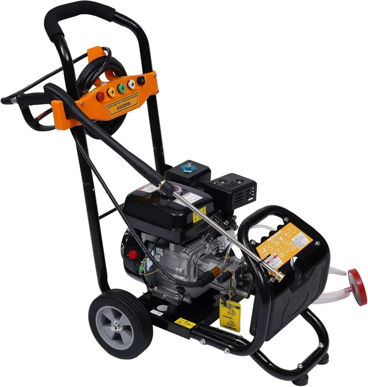 Idropulitrice a Benzina con Motore 7 HP, 3200 PSI, Max 220 Bar, Avvolgitubo e 5 Ugelli