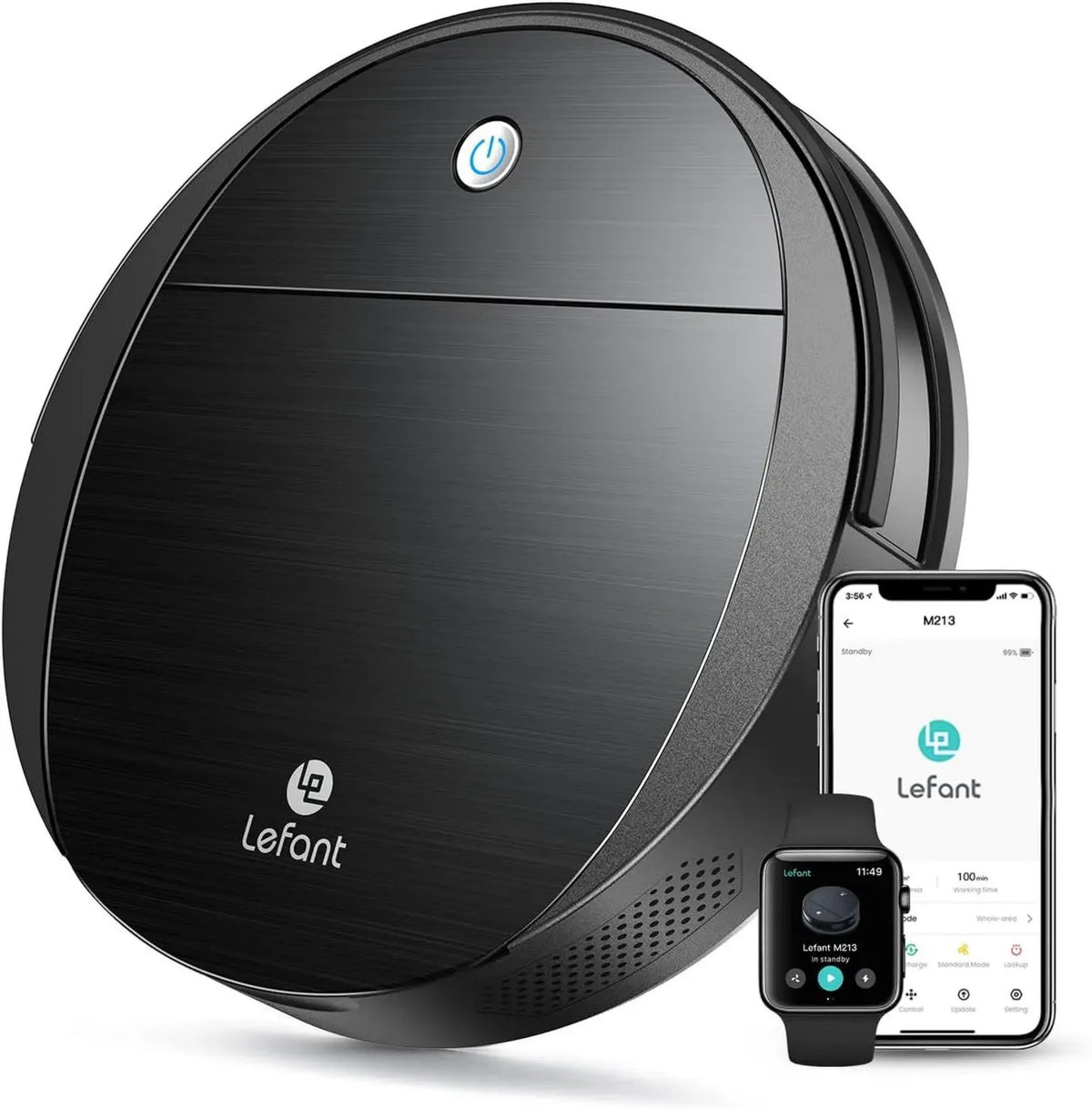 Robot Aspirapolvere LEFANT M213, Potente Aspirazione 2200Pa, Sensori 6D, Perfetto per Peli Animali e Pavimenti Duri, Nero