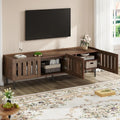 Credenza TV in Legno di Noce con Ripiani Regolabili, Design Rustico Moderno, 160x40x47 cm