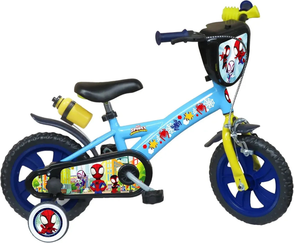 Bicicletta per Bambini 12'' Spiderman con Freni, Parafanghi e Stabilizzatori