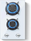 SNDOAS Piano Cottura a Gas 2 Fuochi, 30cm, Vetro Temperato Bianco, 4200W, Sicurezza Fiamma, Gas Naturale e Propano