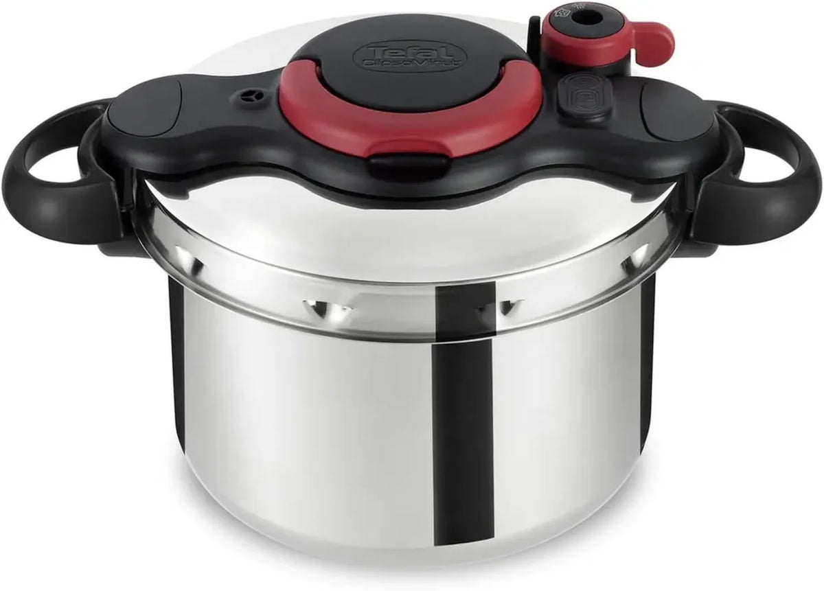Pentola a pressione Tefal Clipso Minut Easy 6L, acciaio inox, sicura e facile da usare