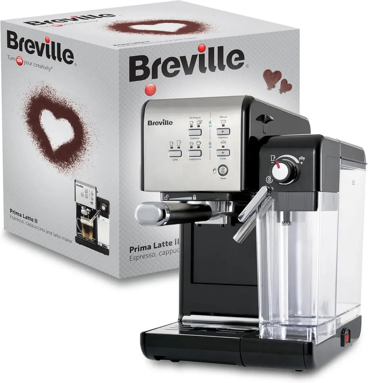 Macchina Espresso Breville Prima Latte II, 15 Bar, Montalatte Integrato, Argento VCF108X