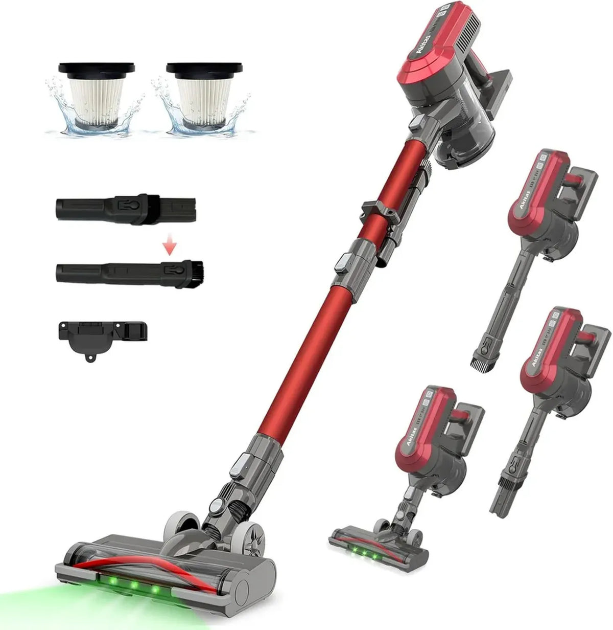 Akitas Aspirapolvere Senza Fili 450W con Spazzola Anti-Grovigli, Motore Digitale e Autonomia di 50 Minuti