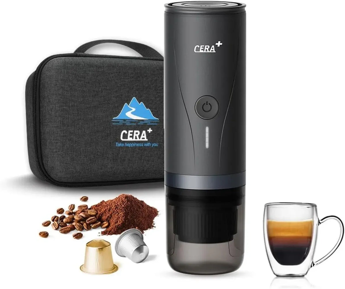 Macchina del caffè portatile a batteria, compatibile con polvere e capsule, ideale per viaggi e campeggio