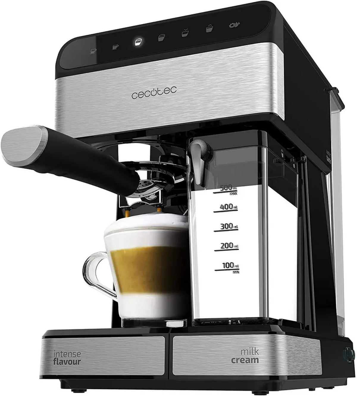 Macchina da Caffè Cecotec Power Instant-Touch Nero, 20 Bar, Serbatoio Latte, Controllo Touch, 1350W, 1.4L, Acciaio Inox