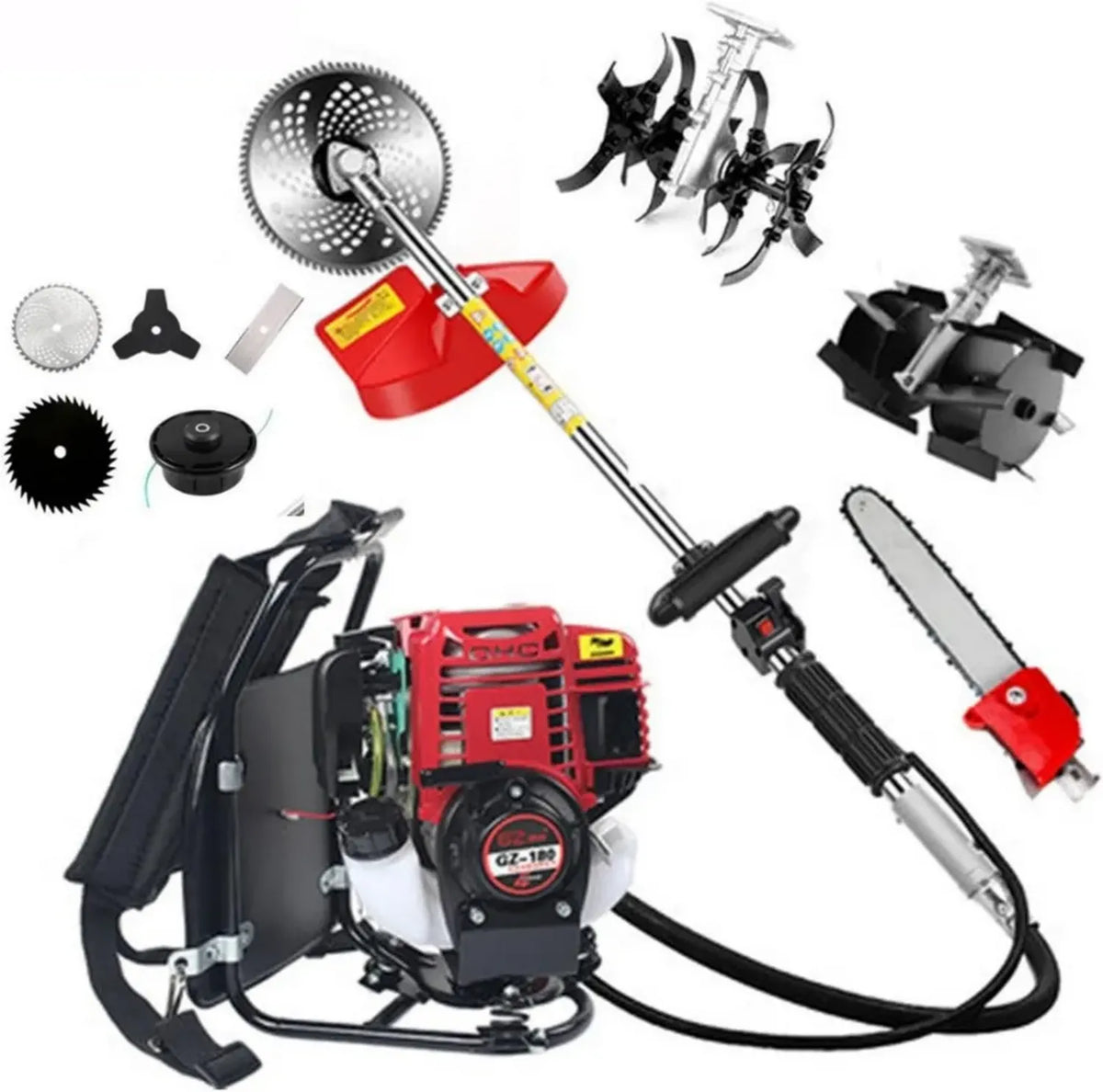 Decespugliatore a Zaino 9 in 1 con Motore a Benzina GX35 35cc, Versatile e Potente