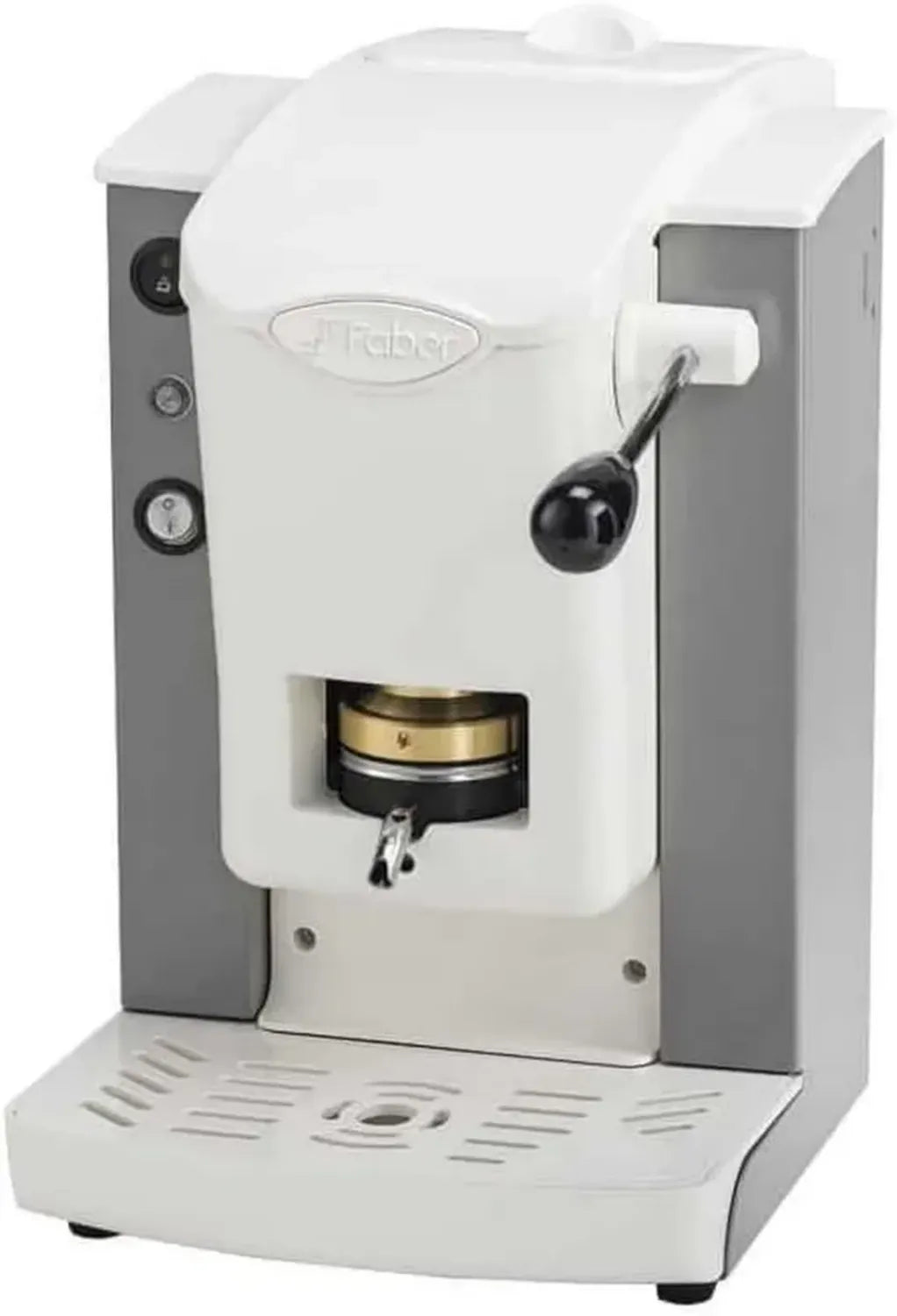 Macchina da Caffè FABER Modello Slot Plast con Pressacialda Regolabile in Ottone, Compatibile con Cialde ESE 44mm (Grigio/Bianco)