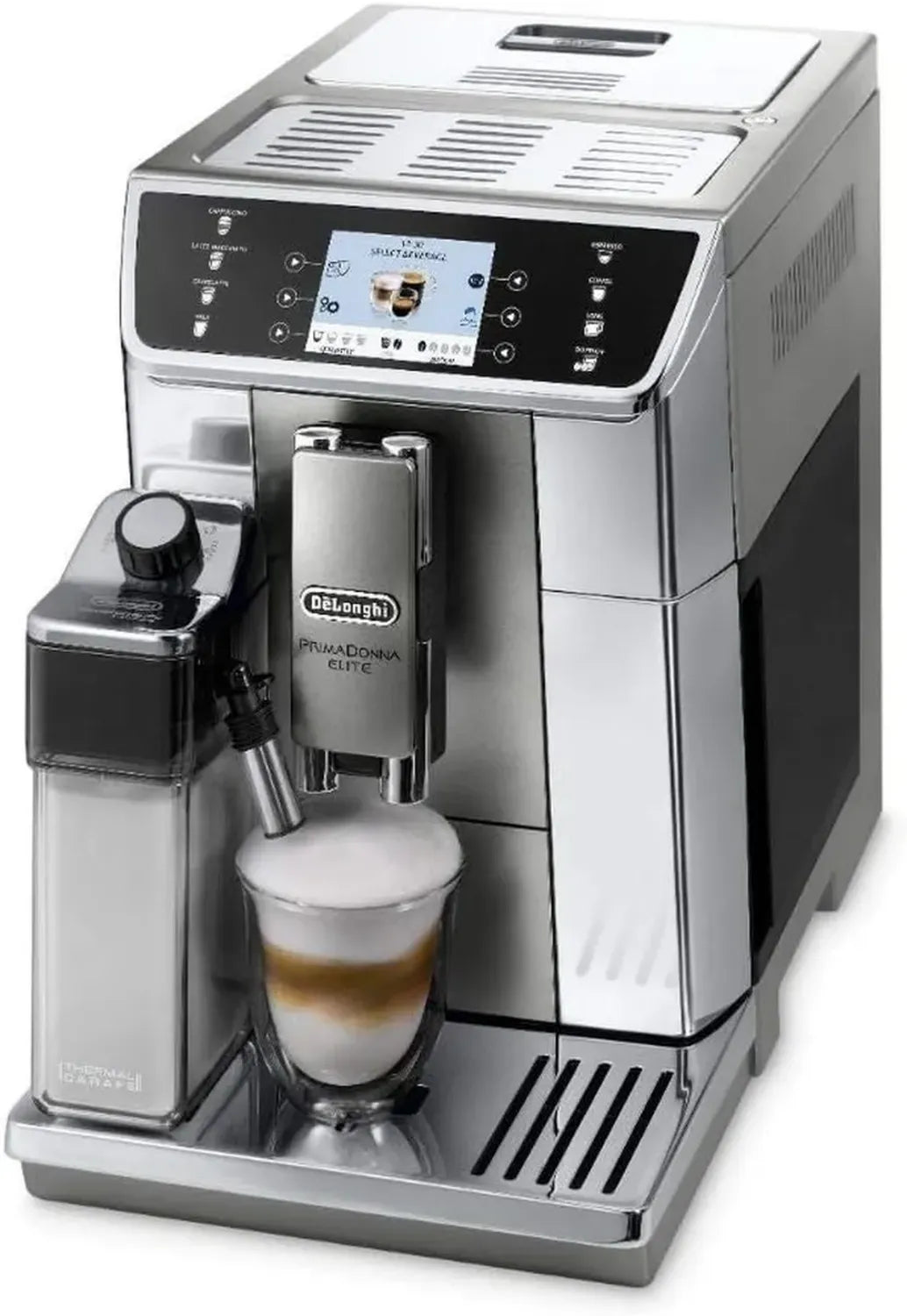 De Longhi Primadonna Elite Ecam 656.55.MS Macchina Caffè Automatica con Display TFT 3.5, Sistema Latte Integrato, Acciaio Inox