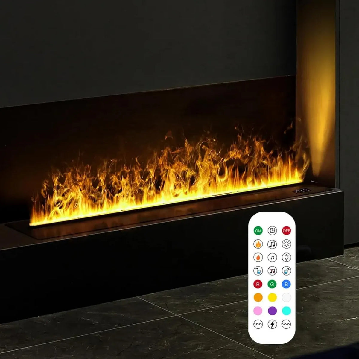 Camino Elettrico con Effetto Vapore 3D e Fiamma Realistica, Per Soggiorno e Ambienti Decorativi, Adatto a Installazione in Armadi