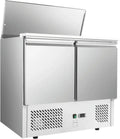 Saladette refrigerata professionale in acciaio inox, 239L con vaschette GN e serratura