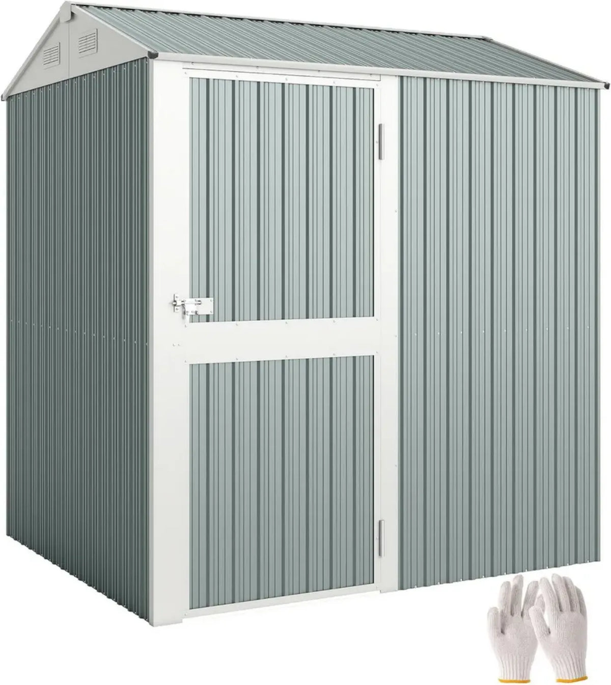 Capanno da Giardino in Metallo Outsunny 3,5 m² con Tetto Satinato e Serratura, 209x177x236 cm, Grigio Chiaro