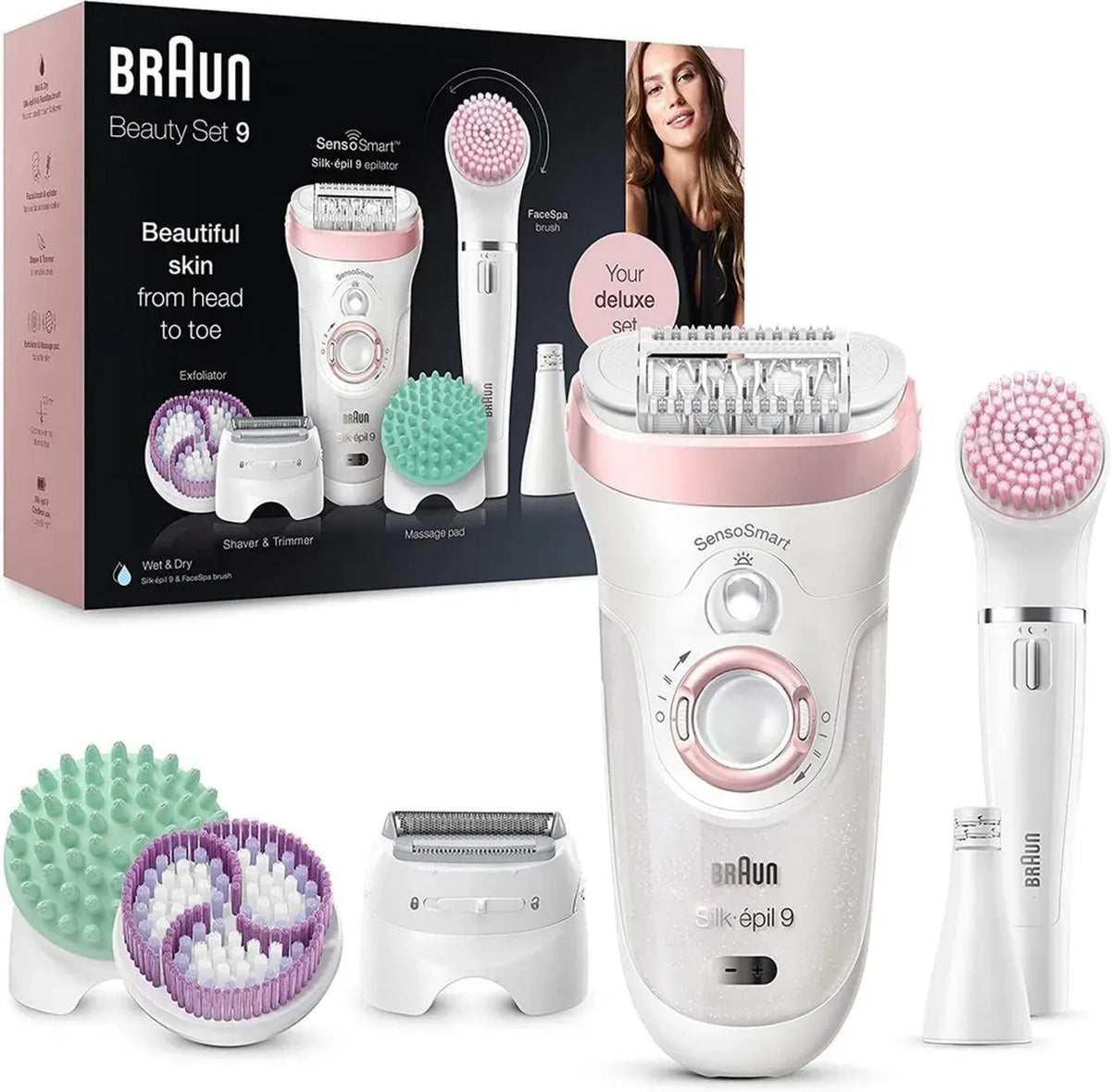 Braun Silk-épil 9 Set Bellezza Deluxe Epilatore 9-in-1 Senza Fili per Donna