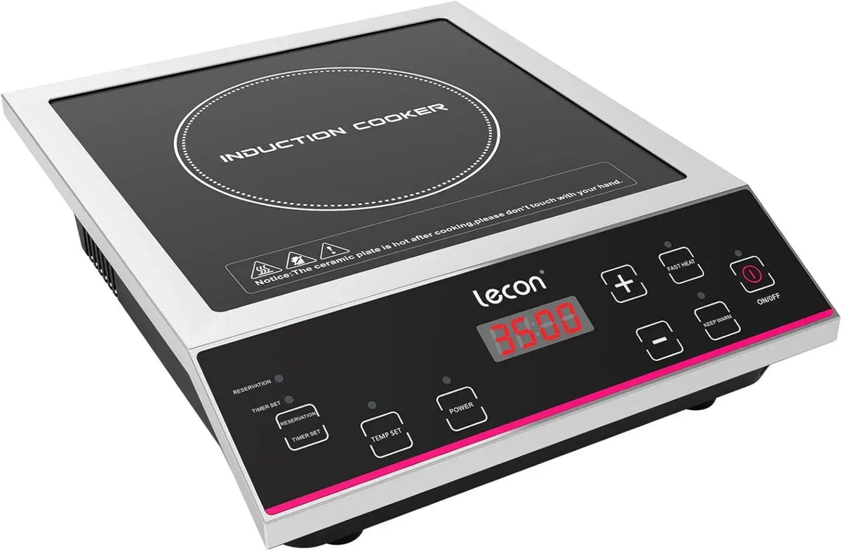 Lecon - Piano Cottura a Induzione 3500W con Timer e Isolamento, Capacità 50kg, Acciaio Inox