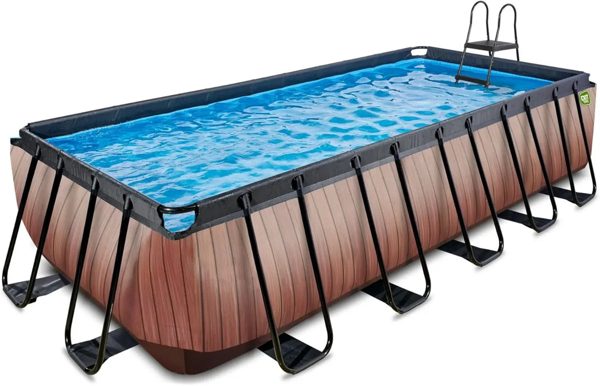 Piscina Rettangolare in Legno con Pompa a Sabbia 540x250x122 cm - Design Unico e Robusta