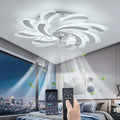 Ventilatore da Soffitto LED 50W con Luce Dimmerabile, Silenzioso e Moderno, 6 Velocità Regolabili, 80CM, Bianco, Ideale per Soggiorno e Camera da Letto