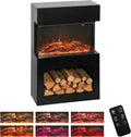 Stufa Elettrica HOMCOM Nero con Effetto Fiamma 3D, 6 Colori, 3 Livelli di Luminosità, Termostato Regolabile, Telecomando e Timer