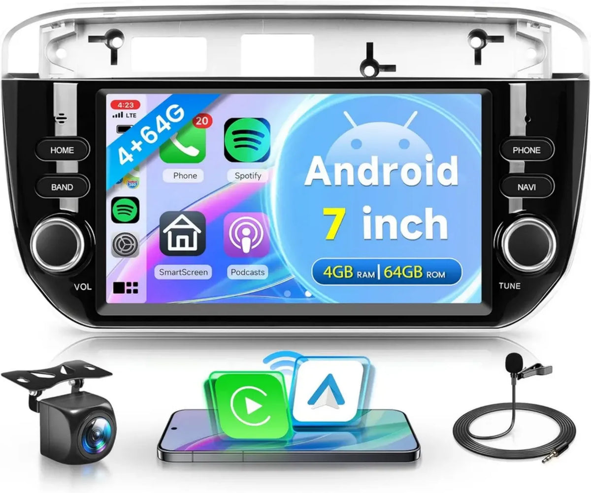 Autoradio Android 2 Din 7 Pollici con Carplay per FIAT Linea Punto 2012-2015