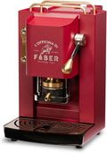 Macchina da caffè Faber Pro Deluxe con finiture in ottone, cialde ESE 44mm, pressacialda regolabile, elettrovalvola integrata, colore rosso ciliegia