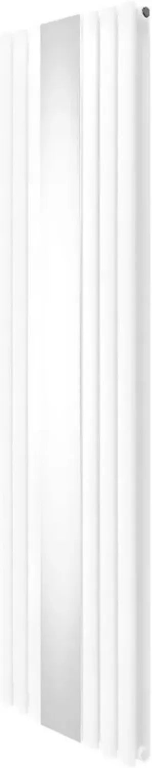 Radiatore verticale a doppia colonna con specchio, 1800 x 500 mm, in acciaio al carbonio bianco per cucina, soggiorno e bagno