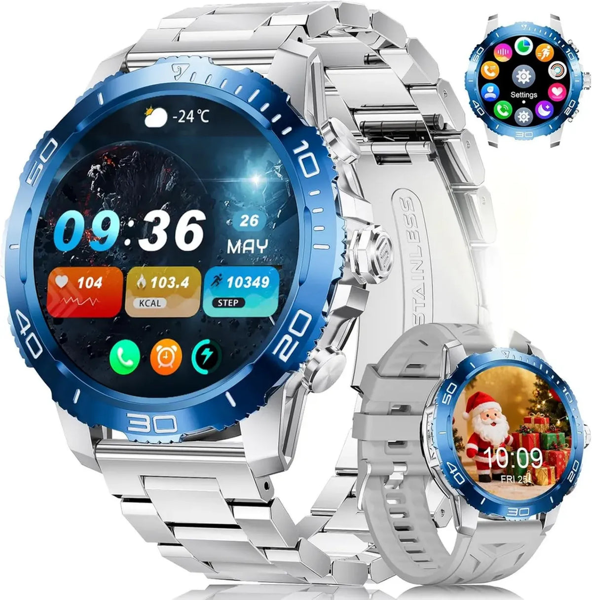 Orologio Intelligente LIGE Uomo 1.43' AMOLED, Monitor Salute, Impermeabile IP68, 200+ Sport, Compatibile Android iOS