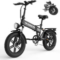 Bici Elettrica per Adulti con Batteria Rimovibile, Fat Tire 20' x 4.0', 7 Velocità, Autonomia 80KM, Freni a Disco e Sospensione Completa